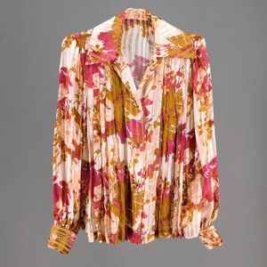 Vintage Floral Silk Blouse